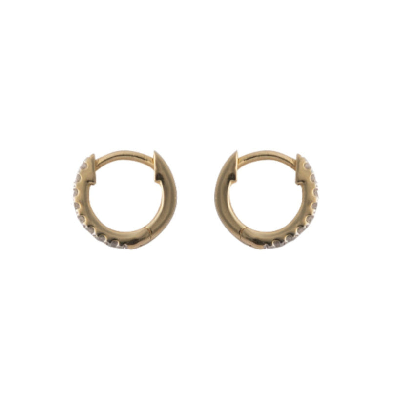 Gold hoop earrings on a white background