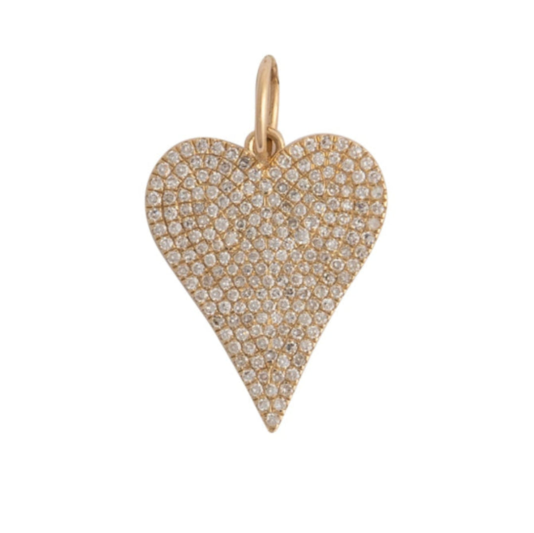 Heart-shaped pendant with embedded stones on a white background