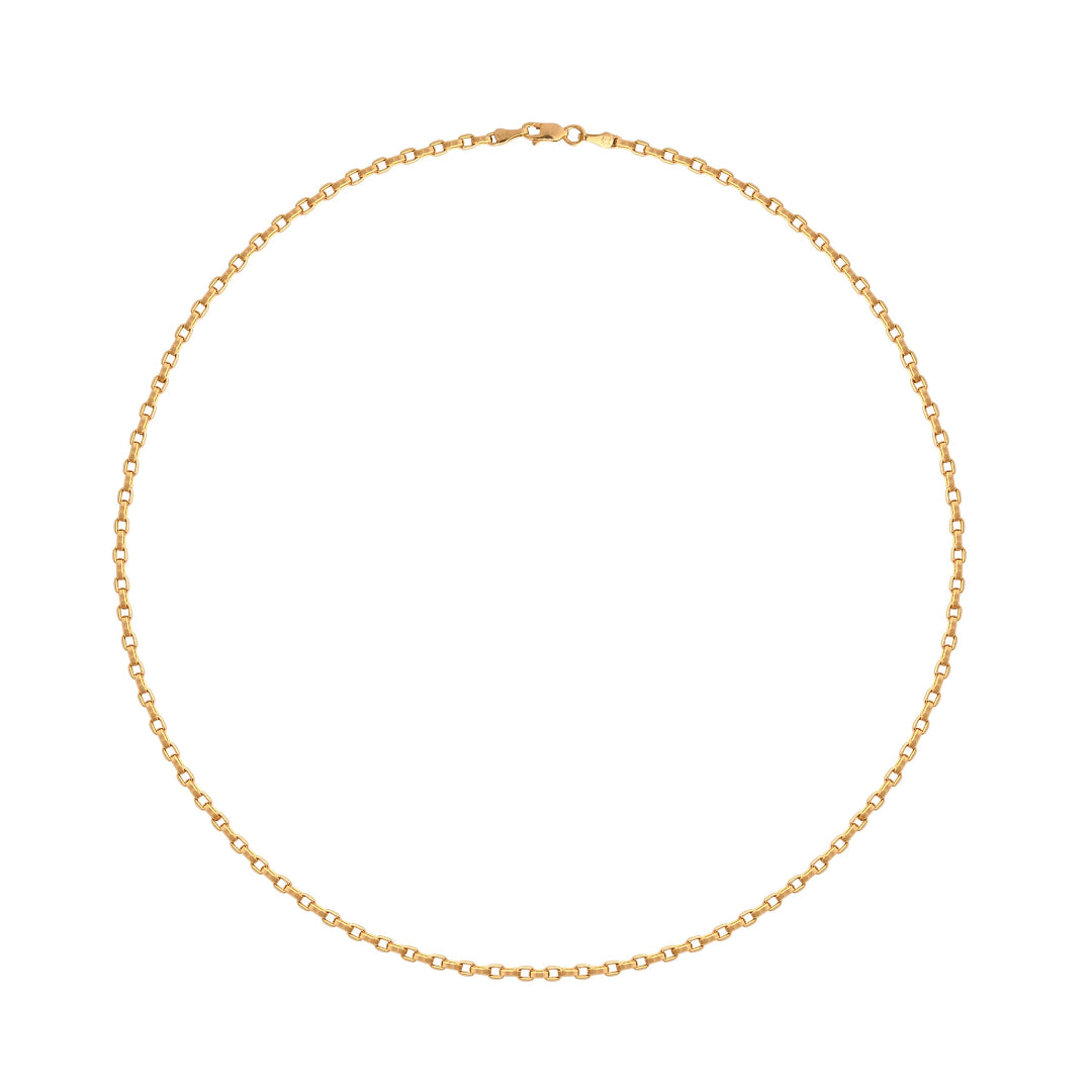Gold chain necklace on a white background
