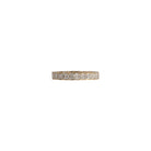 A gold band featuring lab-grown diamonds arranged in a specific pattern, set horizontally.