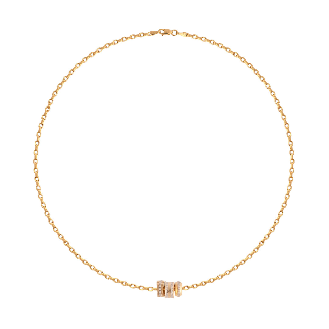 Gold chain necklace on a white background