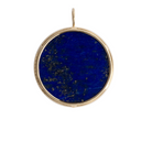 The back of a pendant, showcasing the lapis stone set in 14k gold. 