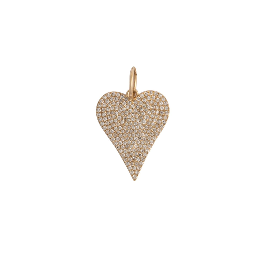 Heart-shaped pendant with embedded stones on a white background