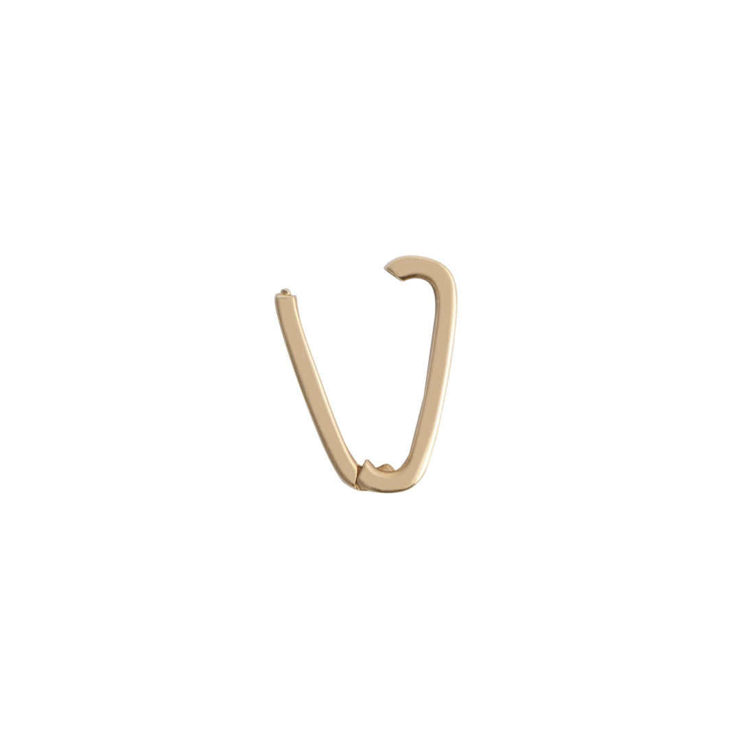 A single 14k gold elongated oval gold pendant bail against a white background, showcasing the open feature.