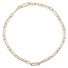 A 14k gold hexagon link chunky chain necklace with a diamond link design.