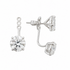 A pair of 14k white gold earring jackets earrings with lab-grown diamonds, shown from front and side angles against a plain white background.