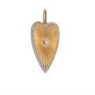 A gold heart-shaped pendant adorned with diamonds.