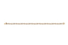 A lab-grown diamond tennis bracelet with multi-shaped, bezel-set diamonds. Set in 14k gold against a white background. 