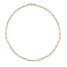 A 14k gold paperclip chain necklace with a clasp, displayed on a plain background.