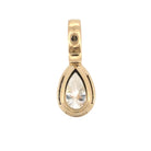 The back of a 14k bezel set pendant with a pear-shaped lab-grown diamond. 
