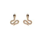 Snake-shaped earrings on a white background
