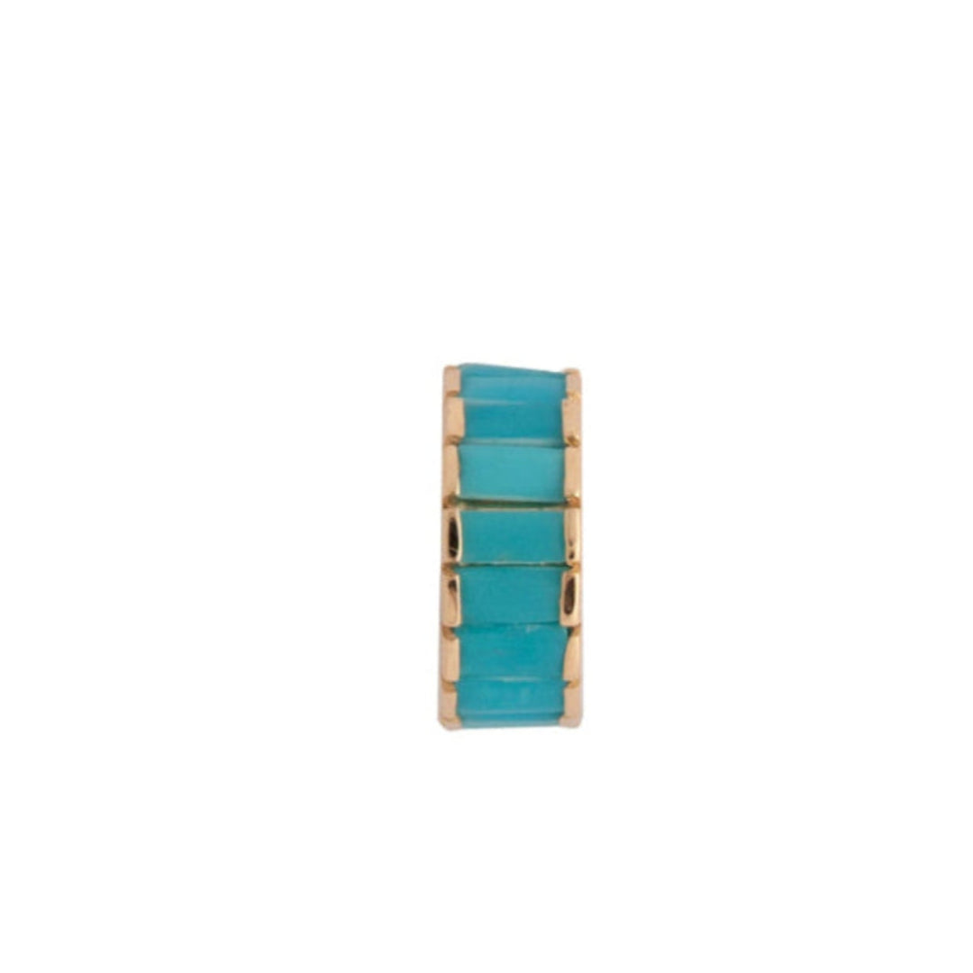 Turquoise bead on a white background.