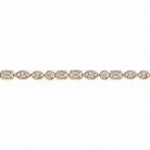 A tennis bracelet with lab-grown diamonds bezel set in 14k gold, featuring a marquis, oval, circle and emerald shaped diamonds.