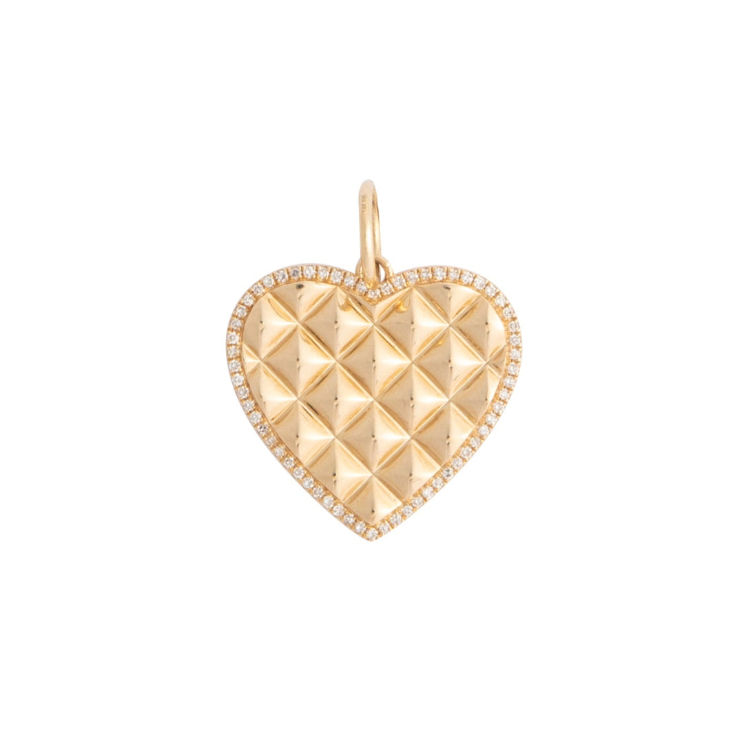 Gold heart-shaped pendant on a white background